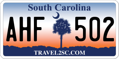 SC license plate AHF502