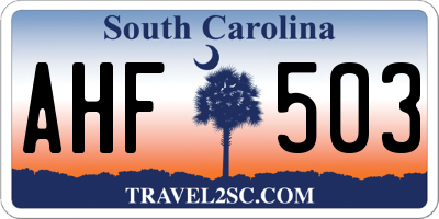SC license plate AHF503