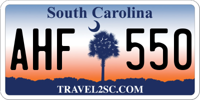 SC license plate AHF550
