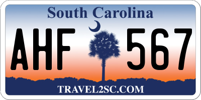 SC license plate AHF567