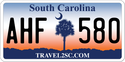 SC license plate AHF580