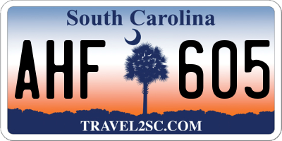 SC license plate AHF605