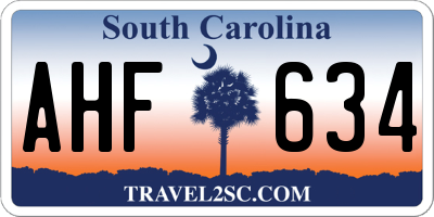 SC license plate AHF634