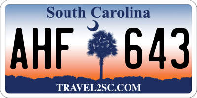 SC license plate AHF643