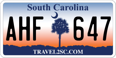 SC license plate AHF647