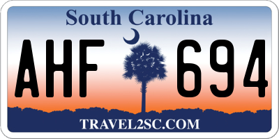 SC license plate AHF694