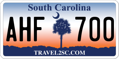 SC license plate AHF700