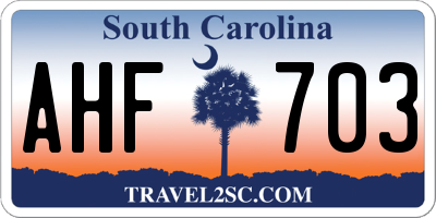 SC license plate AHF703