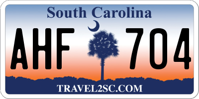 SC license plate AHF704