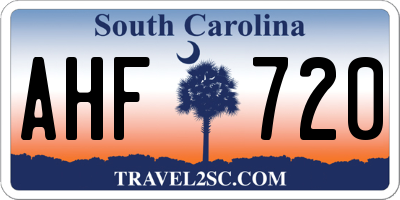 SC license plate AHF720