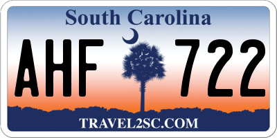 SC license plate AHF722