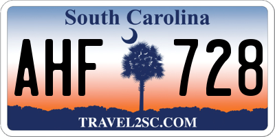 SC license plate AHF728