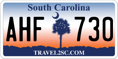 SC license plate AHF730