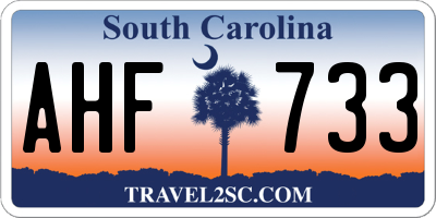 SC license plate AHF733