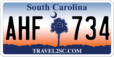 SC license plate AHF734