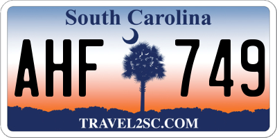 SC license plate AHF749