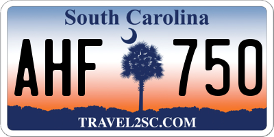 SC license plate AHF750