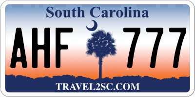 SC license plate AHF777