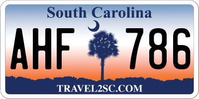SC license plate AHF786
