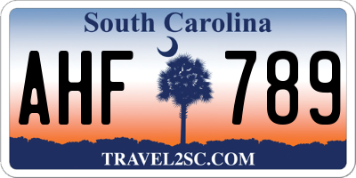 SC license plate AHF789