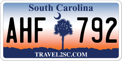 SC license plate AHF792
