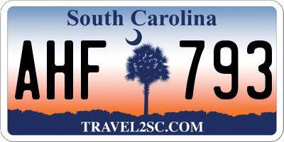 SC license plate AHF793