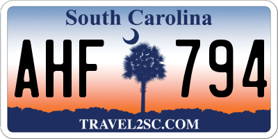 SC license plate AHF794