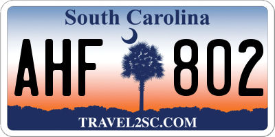 SC license plate AHF802
