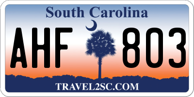 SC license plate AHF803