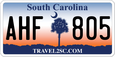 SC license plate AHF805