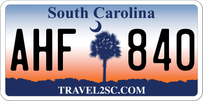SC license plate AHF840