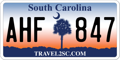 SC license plate AHF847