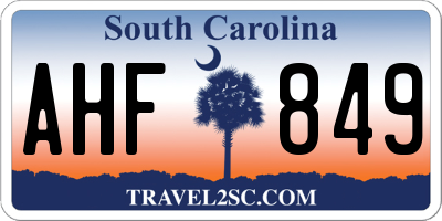 SC license plate AHF849