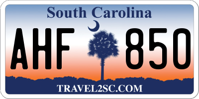 SC license plate AHF850
