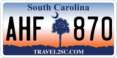 SC license plate AHF870