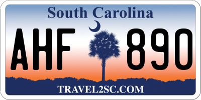 SC license plate AHF890