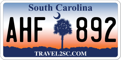 SC license plate AHF892