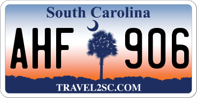 SC license plate AHF906