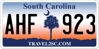 SC license plate AHF923