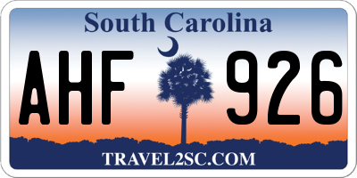 SC license plate AHF926