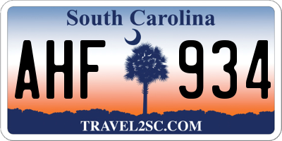 SC license plate AHF934