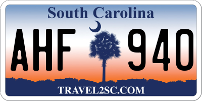 SC license plate AHF940