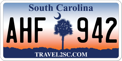 SC license plate AHF942