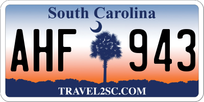 SC license plate AHF943