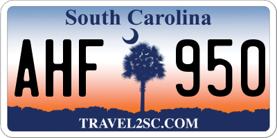 SC license plate AHF950