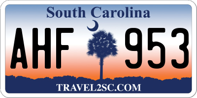 SC license plate AHF953