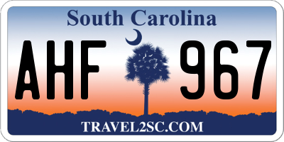 SC license plate AHF967