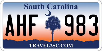 SC license plate AHF983