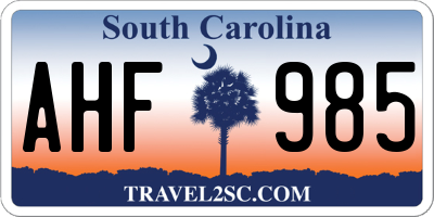 SC license plate AHF985