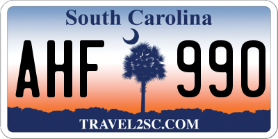 SC license plate AHF990